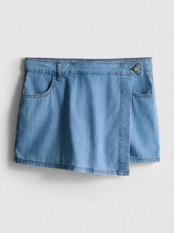 Falda pantalón vaquera asimétrica de algodón