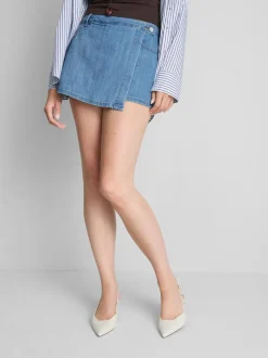 Falda pantalón vaquera asimétrica de algodón