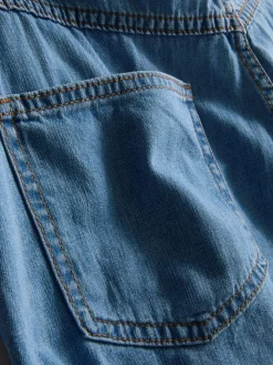 Falda pantalón vaquera asimétrica de algodón