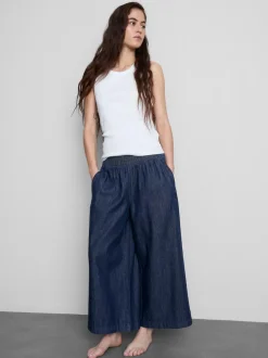 Falda-pantalón vaquera de pernera ancha