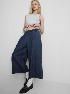 Falda-pantalón vaquera de pernera ancha