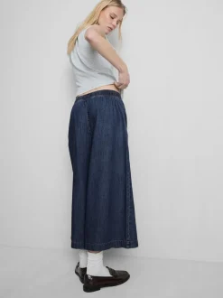 Falda-pantalón vaquera de pernera ancha