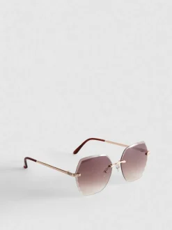 Gafas de sol cuadradas sin montura con strass