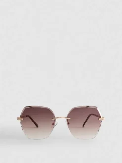 Gafas de sol cuadradas sin montura con strass