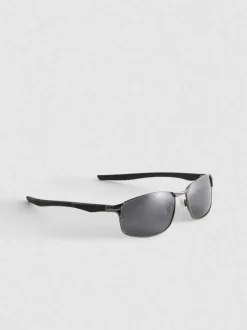 Gafas de sol de espejo con montura rectangular