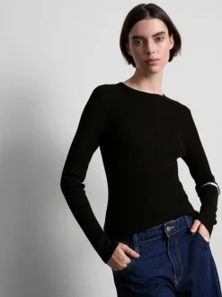 Jersey de canalé con cuello redondo