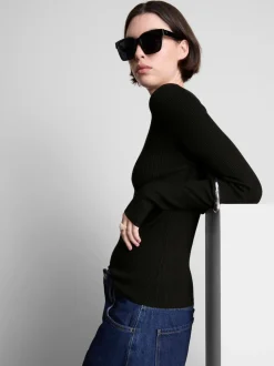 Jersey de canalé con cuello redondo