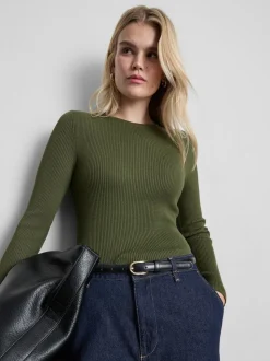 Jersey de canalé con cuello redondo