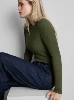 Jersey de canalé con cuello redondo