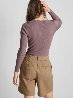 Jersey de canalé con cuello redondo