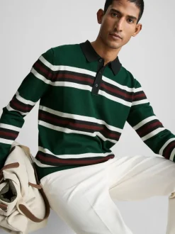 Jersey estilo polo de punto a rayas