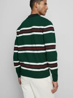 Jersey estilo polo de punto a rayas