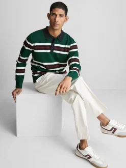Jersey estilo polo de punto a rayas