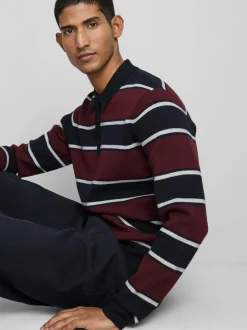 Jersey estilo polo de punto a rayas