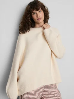 Jersey extragrande de cuello redondo en mezcla de lana