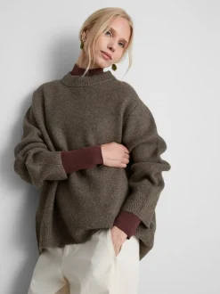 Jersey extragrande de cuello redondo en mezcla de lana