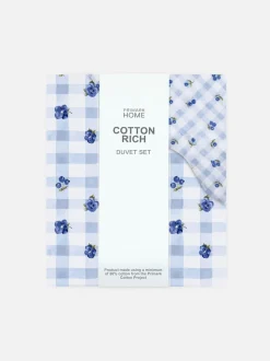 Juego de funda nórdica con cuadros vichy y flores