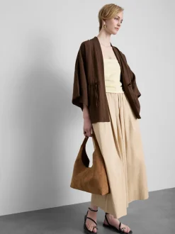 Kimono texturizado con detalle anudado