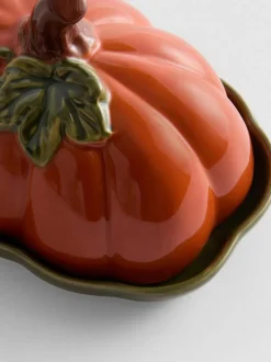 Mantequillera de cerámica en forma de calabaza