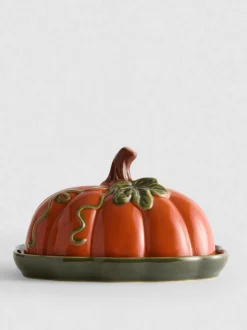 Mantequillera de cerámica en forma de calabaza
