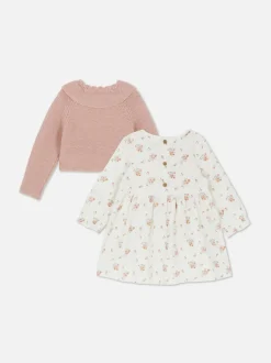 0-18 meses | Conjunto de vestido floral y cárdigan