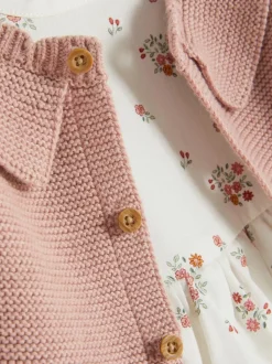 0-18 meses | Conjunto de vestido floral y cárdigan