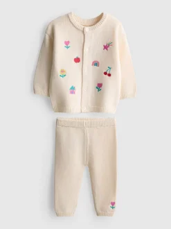 0-18 meses | Cárdigan bordado y leggings de algodón