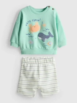 0-18 meses | Sudadera y pantalones cortos de bebé