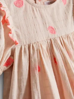 0-18 meses | Vestido con bordado de conchas de bebé