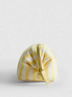 Minibolsa de maquillaje de toalla a rayas