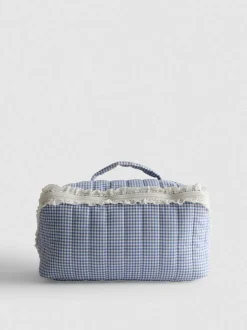 Neceser de lona plegable a cuadros vichy