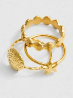 Pack de 3 anillos con conchas resistentes al agua