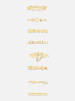 Pack de 8 anillos con iniciales de strass