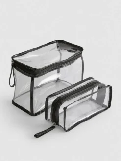 Pack de 2 bolsas de maquillaje transparentes