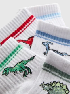 Pack de 5 calcetines con caña de 1/4 y dinosaurios