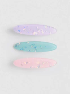 Pack de 3 clips para el pelo de resina ovalados