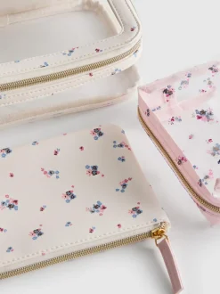 Pack de 3 neceseres de piel sintética con flores