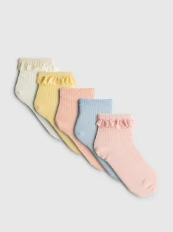 Pack de pares de 5 calcetines cortos con volantes