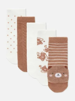 Pack de 5 pares de calcetines de oso para bebé