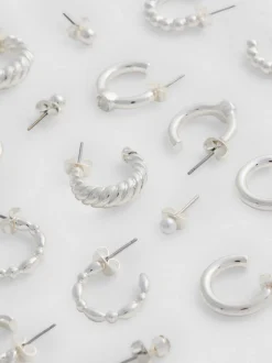 Pack de 9 pares de pendientes de aro y botón