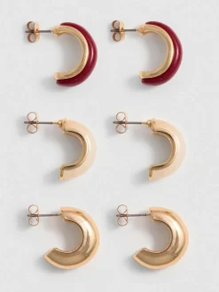 Pack de 3 pares de pendientes de aro gruesos