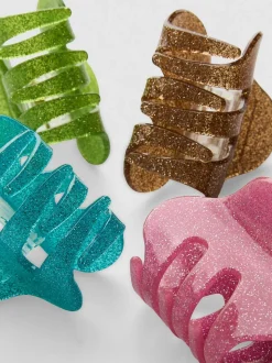 Pack de 4 pinzas con purpurina