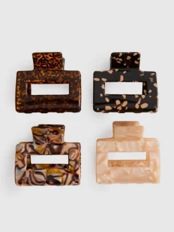 Pack de 4 pinzas para el cabello con efecto resina