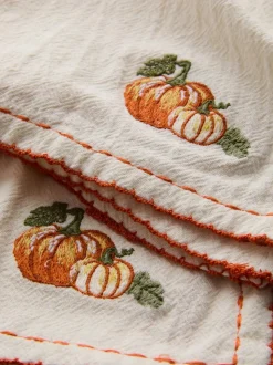 Pack de 2 servilletas de tela con calabazas bordadas