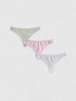 Pack de 3 tangas a rayas con detalle de encaje