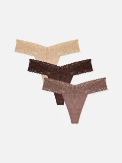 Pack de 3 tangas de algodón y encaje