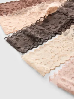 Pack de 5 tangas de encaje de algodón puro