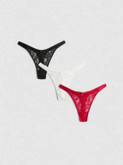 Pack de 3 tangas de encaje de talle alto