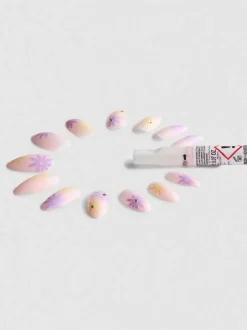 Pack de 24 uñas postizas brillantes florales