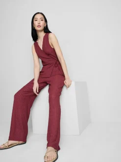 Pantalones anchos con efecto fruncido